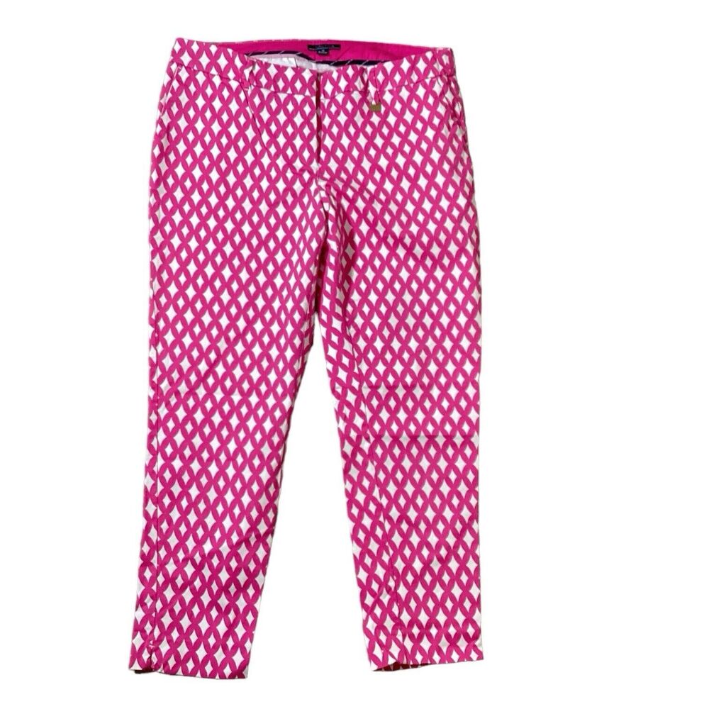 Nautica Pink and White Geometric Capri Pants